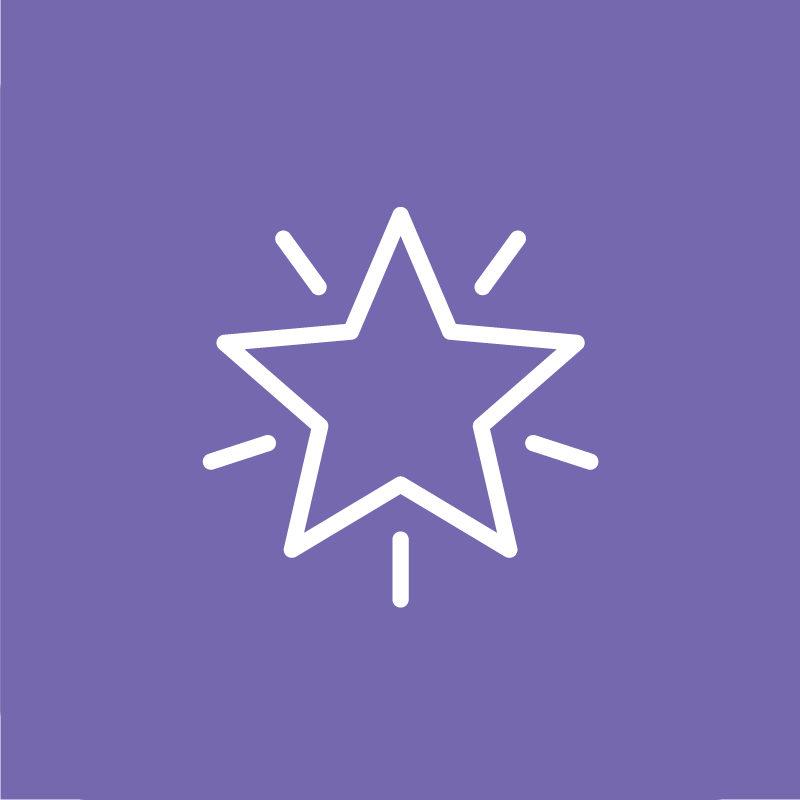 White star icon on a purple background